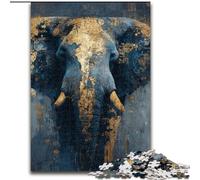 Puzzle 1000 pièces Éléphant Noir et Or pour Ados et Adultes, Jeu Stimulant Chaque pièce est Unique - Jeu Familial Stimulant (50x75cm)