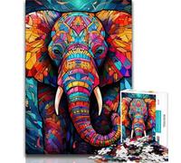 Puzzle 1000 pièces Éléphant psychédélique pour Adolescents, Anti-Stress, défi Difficile, décoration d'intérieur Unique et Cadeaux (38x26cm)