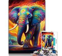 Puzzle 1000 pièces Éléphant psychédélique pour Adolescents, Jeu Familial Anti-Stress, défi Difficile, Collection d'artistes, Beaux-Arts (50x75cm)