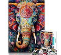 Puzzle 1000 pièces Éléphant psychédélique pour Adultes et Adolescents, Jouets éducatifs et Anti-Stress, avec Père Noël (38x26cm)