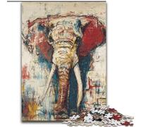 Puzzle 1000 pièces Éléphant Style Basquiat, Casse-tête pour décoration Murale, Cadeaux d'anniversaire et de Noël Uniques pour Les 14 Ans (Taille 26x38cm)