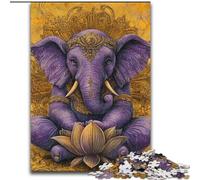 Puzzle 1000 pièces Éléphant Violet pour Adultes et Adolescents, Jouets éducatifs et éducatifs, Jeux familiaux avec Affiche et fiche de Questions-réponses (26x38cm)