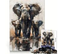 Puzzle 1000 pièces Éléphants à l'aquarelle pour Adultes Un Cadeau attentionné, idéal pour stimuler la mémoire et Passer Un Moment paisible Bords Nets
