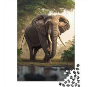 Puzzle 1000 pièces Éléphants Animal 5 Puzzle Adulte Créatif Rectangulaire Puzzle en Bois Jouet Éducatif Drôle 1000 pièces (75x50cm)