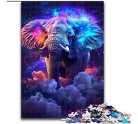 Puzzle 1000 pièces Éléphants colorés en fumée en Bois, idée Cadeau de Noël, Illustration Humoristique, Illustration détaillée 50x75cm Un pour Noël ou Un Anniversaire