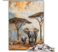 Puzzle 1000 pièces Éléphants d'Afrique pour Adolescents, à Assembler soi-même, à Offrir en Cadeau à Toute la Famille, adapté aux Enfants de 14 Ans et Plus 50x75cm