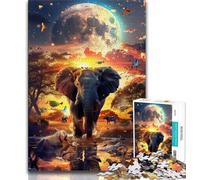 Puzzle 1000 pièces Éléphants d'Afrique pour Adolescents et Adultes, Anti-Stress, Difficile, décoration d'intérieur Unique et Cadeaux 38x26cm
