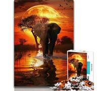 Puzzle 1000 pièces Éléphants d'Afrique pour Adultes et Adolescents 1000 pièces Jouets éducatifs Anti-Stress renforce l'amour Entre Couples (26x38cm)
