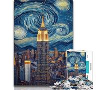 Puzzle 1000 pièces Empire State Building Night pour Adultes et Adolescents Entraînez Votre Cerveau et Vos Mains pour Vos Amis et Votre Famille (50x75cm)