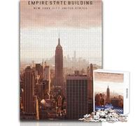 Puzzle 1000 pièces Empire State Building pour Adultes - Jeu éducatif - Idée Cadeau d'anniversaire ou de Père Noël Secret - Dimensions 38x26cm