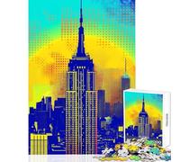Puzzle 1000 pièces Empire State Building Skyline Jeux Amusants Vacances à la Maison Passe-Temps Décoration intérieure Jouets Améliorer l'amour Entre Les Couples (52X38cm)