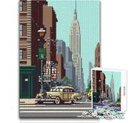 Puzzle 1000 pièces Empire State Pixel pour Adultes - Jeu intellectuel Stimulant - Idée Cadeau - Dimensions : 38x26cm