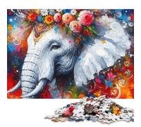 Puzzle 1000 pièces en Acrylique représentant Un éléphant majestueux en Fleurs, pour Adultes, en Bois, à Offrir (75 x 50 cm).