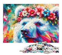 Puzzle 1000 pièces en Acrylique représentant Un Ours majestueux en Fleurs pour Adultes, Adolescents de 12 Ans et Plus (75 x 50 cm)