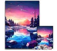 Puzzle 1000 pièces en Bois à Faible densité lac d'hiver idéal pour Les Amoureux pour Noël Le Nouvel an la Saint-Valentin 1000 pièces (75 x 50 cm)