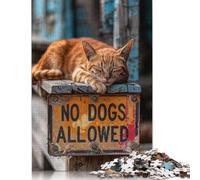 Puzzle 1000 pièces en Bois avec Panneau « Interdit aux Chiens » pour Adolescents, Jeu créatif en Famille, difficulté : 1000 pièces (75 x 50 cm)