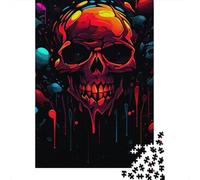 Puzzle 1000 pièces en Bois avec tête de Mort Funky et Sombre pour Adolescents Adultes, idéal pour s'amuser en Famille et Passer Une soirée Jeux (1000 pièces, 38 x 26 cm)