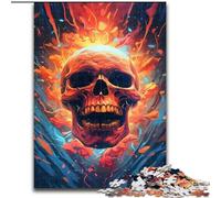 Puzzle 1000 pièces en Bois avec têtes de Mort colorées, activité de cohésion familiale, Cadeau de décoration, Jeu Familial 1000 pièces(50x75cm)