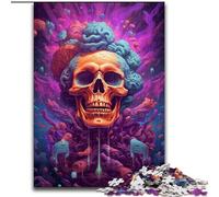 Puzzle 1000 pièces en Bois avec têtes de Mort colorées, Casse-tête Stimulant pour Les Adolescents, idéal pour la décoration intérieure ou comme Cadeau(1000 pièces, 50x75cm)