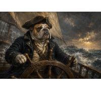 Puzzle 1000 pièces en Bois Bouledogue Capitaine sur Une mer déchaînée