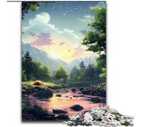 Puzzle 1000 pièces en Bois, Camping fluvial, Divertissement Relaxant, Cadeau de Noël idéal et décoration d'intérieur(1000 pièces, 50x75cm)