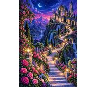 Puzzle 1000 pièces en Bois Château Fleuri au Clair de Lune