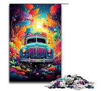 Puzzle 1000 pièces en Bois coloré représentant Un Camion psychédélique pour Enfants décoration d'intérieur (75 x 50 cm)