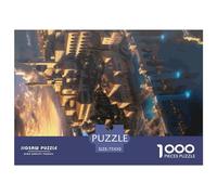 Puzzle 1000 pièces en Bois, Coucher de Soleil au Bord du Palais de la Ville, Jeu éducatif pour Adultes, 1000 pièces (75 x 50 cm)