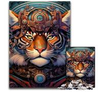 Puzzle 1000 pièces en Bois Guerrier Tigre pour Adultes, Casse-tête Stimulant à Faire soi-même, Jeu Familial idéal ou Cadeau décoratif 50x75cm / 19,68x29,52 Pouces