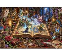 Puzzle 1000 pièces en Bois Monde enchanté sur Un Livre Ouvert