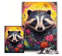 Puzzle 1000 pièces en Bois Motif Fleurs de Blaireau à Miel, Taille 50x75cm, Jeu Familial interactif, décoration d'intérieur à Faire soi-même, Cadeau Casse-tête