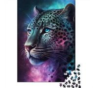 Puzzle 1000 pièces en Bois Motif léopard et Galaxie pour Adultes et Adolescents, Cadeau de Noël (38 x 26 cm)