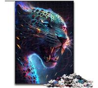 Puzzle 1000 pièces en Bois Motif léopard Noir coloré, idéal pour la décoration de la Maison et du Bureau, pour Un Anniversaire 50x75cm pour Homme et Femme.