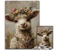 Puzzle 1000 pièces en Bois Motif Moutons et Fleurs, pour Les 14 Ans et Plus, activités éducatives et Amusantes à la Maison, Cadeaux d'anniversaire et de Voyage, 50x75cm