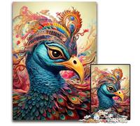 Puzzle 1000 pièces en Bois Motif Paon coloré, idéal pour se détendre et se Mettre au défi, décoration d'intérieur colorée, pour Les Amis 50x75cm / 19,68x29,52 Pouces