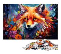 Puzzle 1000 pièces en Bois Motif Renard psychédélique coloré Jeux éducatifs décoration d'intérieur 1000 pièces (75 x 50 cm)