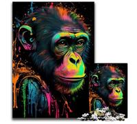 Puzzle 1000 pièces en Bois Motif Singe, Style Pop Art, pour Adultes. Un Casse-tête Stimulant à Faire soi-même, idéal pour Une Famille ou comme Cadeau décoratif. 26 x 38 cm.