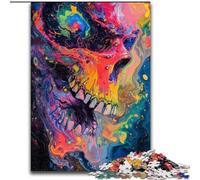 Puzzle 1000 pièces en Bois, Motif tête de Mort psychédélique, idéal pour Un Divertissement Relaxant, Un Cadeau de Noël ou Une décoration d'intérieur(50x75cm)