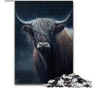 Puzzle 1000 pièces en Bois Motif Yak Aquarelle, Casse-tête Stimulant pour Adolescents, Divertissement en Famille, décoration d'intérieur à Faire soi-même, 1000 pièces(50x75cm)