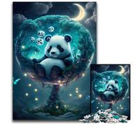 Puzzle 1000 pièces en Bois Panda endormi, Casse-tête Stimulant et Relaxant pour Adolescents, 50x75cm/19,68x29,52 Pouces