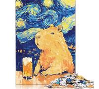 Puzzle 1000 pièces en Bois pour Adultes et Adolescents, thème Nuit étoilée, bière Capybara, à partir de 12 Ans, 1000 pièces (75 x 50 cm)