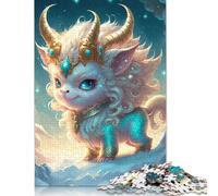 Puzzle 1000 pièces en Bois pour Adultes, Motif bébé Dragon Mignon, Cadeau d'halloween, Puzzle éducatif pour Adultes et Adolescents, 1000 pièces (75 x 50 cm)