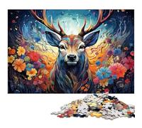 Puzzle 1000 pièces en Bois pour Adultes Motif cerf Arc en Ciel décoration familiale 1000 pièces (75 x 50 cm)