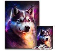 Puzzle 1000 pièces en Bois pour Adultes, Motif Chien Husky, activité familiale, Casse-tête, décoration d'intérieur, Cadeau de Noël, 50x75cm/19,68x29,52 Pouces