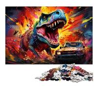 Puzzle 1000 pièces en Bois pour Adultes Motif Dinosaures colorés idéal pour Les Amoureux de l'été (75 x 50 cm)