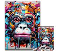 Puzzle 1000 pièces en Bois pour Adultes, Motif Graffiti de Singe, idéal pour la décoration intérieure, l'entraînement cérébral et Les Cadeaux de Noël, 50x75cm / 19,68x29,52 Pouces