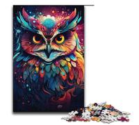 Puzzle 1000 pièces en Bois pour Adultes Motif Hibou psychédélique coloré du désert 1000 pièces (38 x 26 cm)