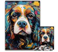 Puzzle 1000 pièces en Bois pour Adultes, Motif King Charles Spaniel Graffiti, idéal pour Un Divertissement Relaxant, Un Cadeau de Noël ou Une décoration d'intérieur 50x75cm / 19,68x29,52 Pouces