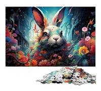 Puzzle 1000 pièces en Bois pour Adultes Motif Lapin Mignon et coloré décoration familiale 1000 pièces (75 x 50 cm)