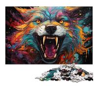 Puzzle 1000 pièces en Bois pour Adultes Motif Loup en colère décoration Murale 1000 pièces (75 x 50 cm)
